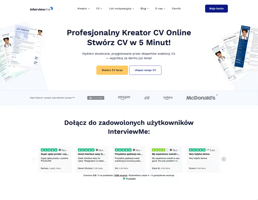 Screenshot projektu InterviewMe