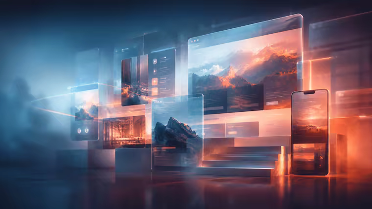 Responsywne strony internetowe na ekranach laptopa, tabletu i telefonu